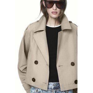 ZARA DOUBLE-BREASTED SHORT TRENCH COAT